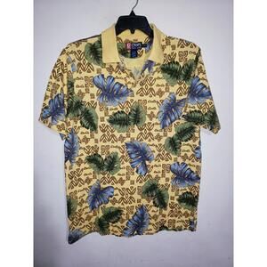 Men’s Vintage Chaps Ralph Lauren Tropical Print Yellow Size  Large Polo Shirts